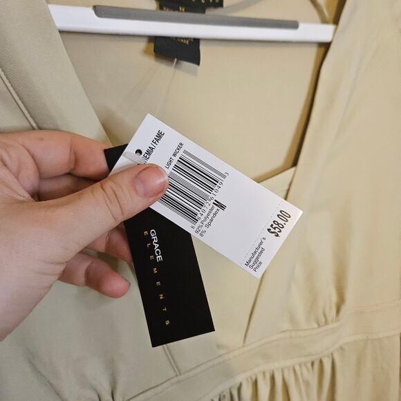 Grace Elements Size Medium Light Sage Pastel Green Blouse Boho NEW NWT Stretchy - Picture 3 of 9